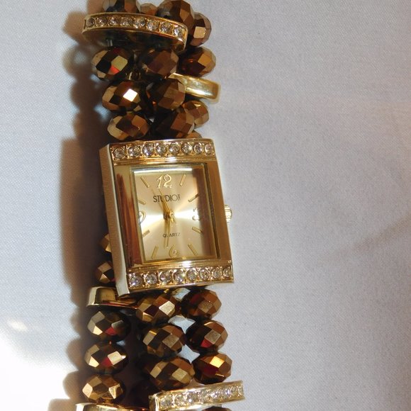 Studio Time Women's Beaded Stretch Watch - Picture 2 of 5